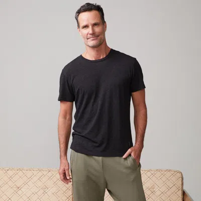 Monrow Textured Tri-blend Relaxed Crew In Black
