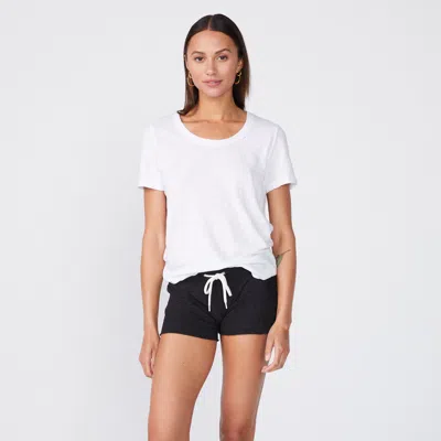 Monrow Textured Tri-blend Relaxed Crew Neck Tee In White