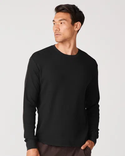 Monrow Thermal Long Sleeve Crew Neck In Black
