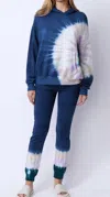 Monrow Tie Dye Slouchy Pullover In Inca In Blue
