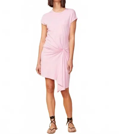 Monrow Tucked Front Tee Dress In Dusty Pink
