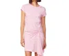 Monrow Tucked Short Sleeve Tee Dress In Bubblegum Pink In Pink