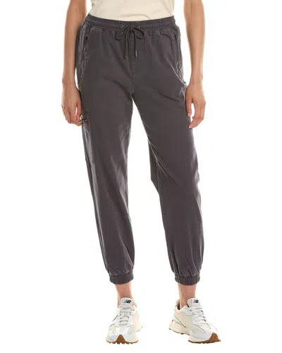Monrow Twill Moto Pant In Grey