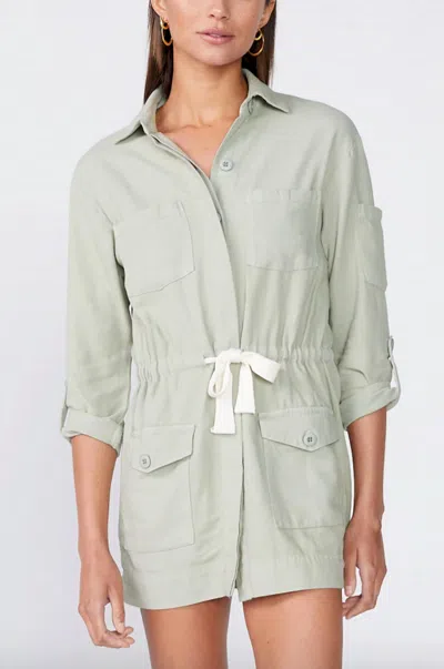 Monrow Twill Pocket Dress In Light Olive In Green