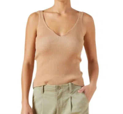 Monrow Two Tone Sweater Tank Top In Doe In Beige