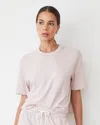 Monrow Vintage Fleece Pocket Crew In Chalk Pink