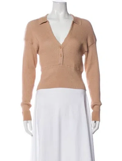 Pre-owned Monrow V-neck Long Sleeve Polo W/ Tags In Neutral