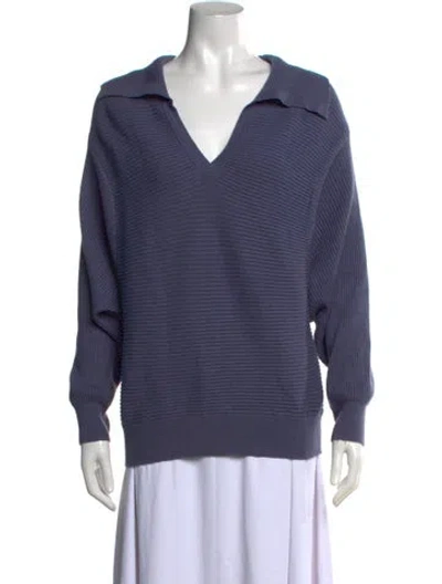 Pre-owned Monrow V-neck Long Sleeve Top In Blue