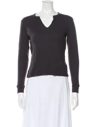 Pre-owned Monrow V-neck Long Sleeve Top In Gray