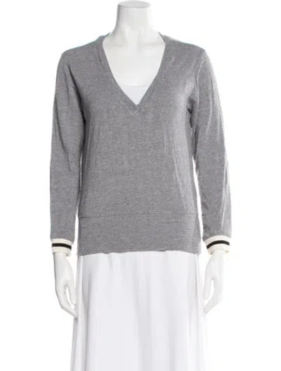 Pre-owned Monrow V-neck Long Sleeve Top In Gray