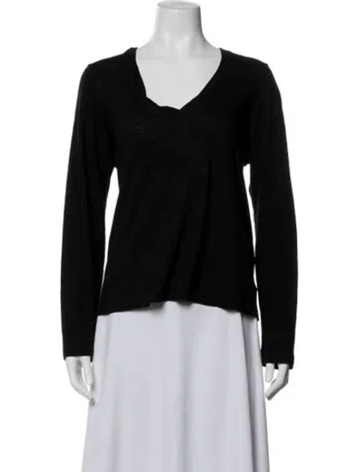 Pre-owned Monrow V-neck Long Sleeve T-shirt In Blue