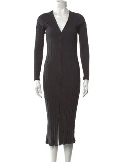 Pre-owned Monrow V-neck Midi Length Dress In Gray