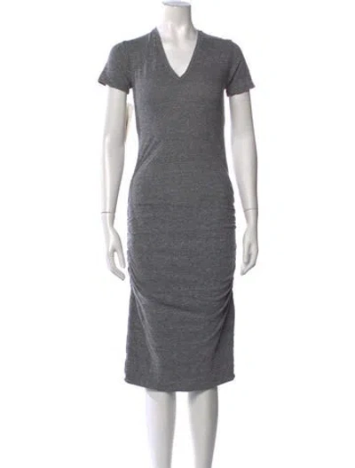 Pre-owned Monrow V-neck Midi Length Dress In Grey