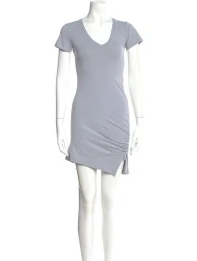 Pre-owned Monrow V-neck Mini Dress In Blue