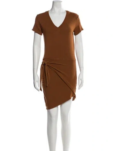 Pre-owned Monrow V-neck Mini Dress In Brown