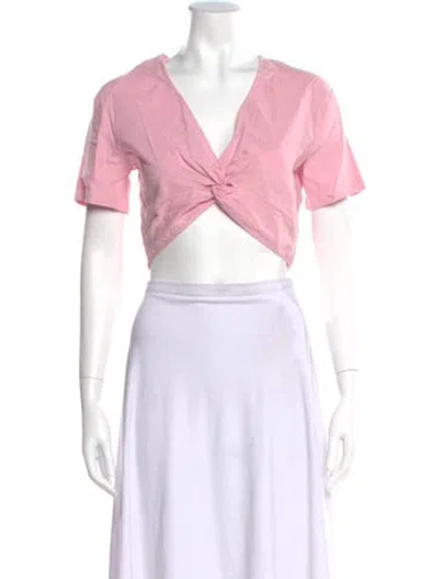 Pre-owned Monrow V-neck Short Sleeve Crop Top W/ Tags In Pink
