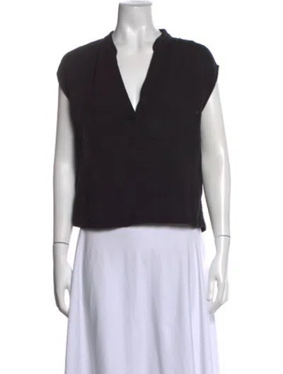 Pre-owned Monrow V-neck Short Sleeve Top In Black
