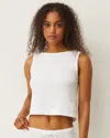 Monrow Waffle Boxy Tank In White