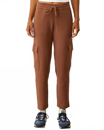 Monrow Soft Knit Waffle Cargo Jogger In Salted Caramel In Brown