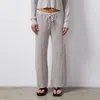 Monrow Waffle Crop Lounge Sweat In Stone Grey