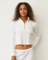Monrow Waffle Half Zip Sweatshirt In White