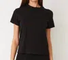 Monrow Textured Tri-blend Basic Crew Neck Tee In Black