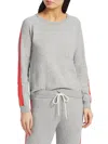 MONROW WOMEN'S COTTON CASHMERE SWEATSHIRT IN GREY/ORANGE