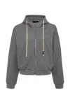 Monrow Women's Cotton Knit Zip Up Hoodie In Dark Heather In Gray