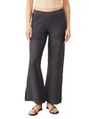 Monrow Women's Cotton Mesh Wide Leg Pant In Faded Black In Black