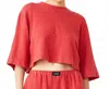 Monrow French Terry Oversized Tee In Red