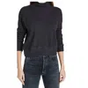 Monrow Women's Mock Sweatshirt In Washed Black In Black