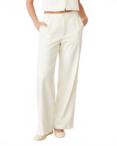 Monrow Women's Soft Twill Patch Pocket Pant In White In Multi