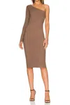 Monrow Women's Super Soft One Shoulder Dress In Dusty Cocoa In Neutral