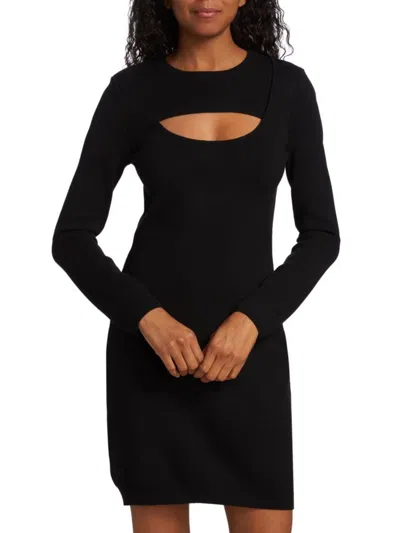 Monrow Women's Supersoft Knit Cut Out Dress In Black