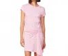 Monrow Tucked Short Sleeve Tee Dress In Bubblegum Pink In Pink