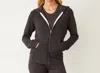 Monrow Supersoft Zip Up Hoody In Black