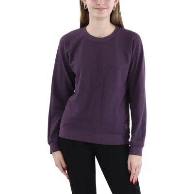 Monrow Womens Logo Knit Pullover Sweater In Purple