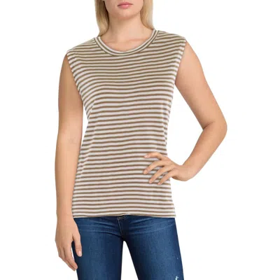 Monrow Stripe Muscle Tank In Sahara Stripe