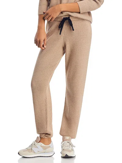 Monrow Womens Waffle Knit Drawstring Hem Jogger Pants In Grey