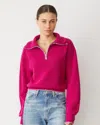 Monrow Wool Cashmere Half Zip Sweater In Fuchsia