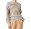 Monrow Wool Cashmere Stripe Sweater In Heather Caramel In Multi