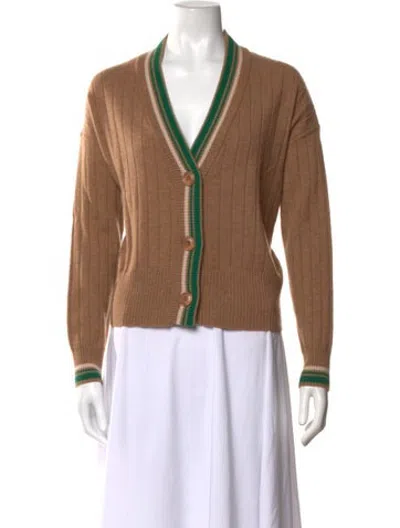 Pre-owned Monrow Wool V-neck Sweater In Neutrals