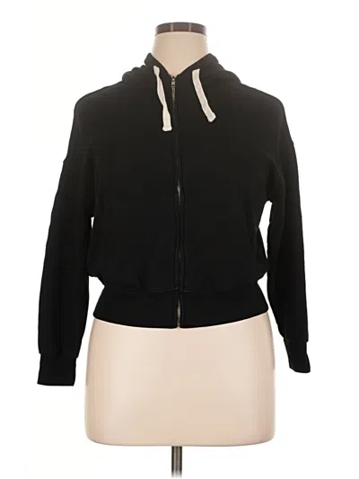 Pre-owned Monrow Zip Up Hoodie In Black