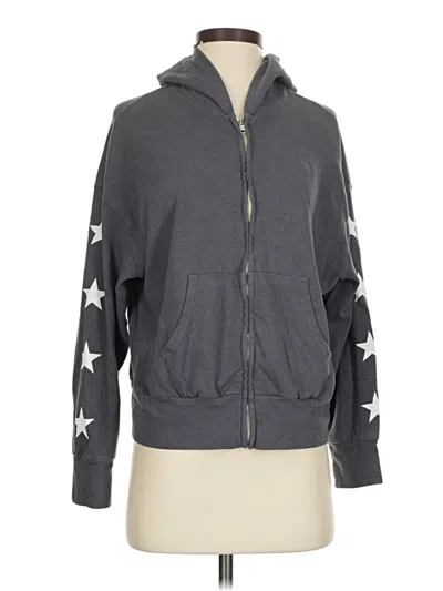 Pre-owned Monrow Zip Up Hoodie In Gray