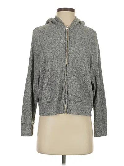 Pre-owned Monrow Zip Up Hoodie In Gray