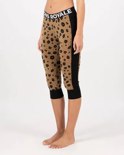 Mons Royale Cascade Merino Baselayer 3/4 Leggings In Aoraki Lilly Toffee In Brown