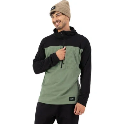 Mons Royale Offgrid Merino Fleece 1/2-zip Long-sleeve Top In Green