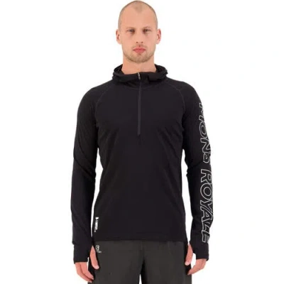 Mons Royale Temple Tech Hooded Zip Top In Black