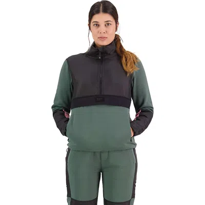 Mons Royale Women's Decade Mid Pullover - Burnt Sage/black In Green