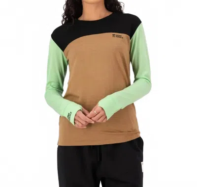 Mons Royale Yotai Merino High Neck Top In Macha Toffee Black In Multi